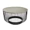 30" Black Metal Open Frame Wire Geometric Coffee Table with Silver Aluminum Top